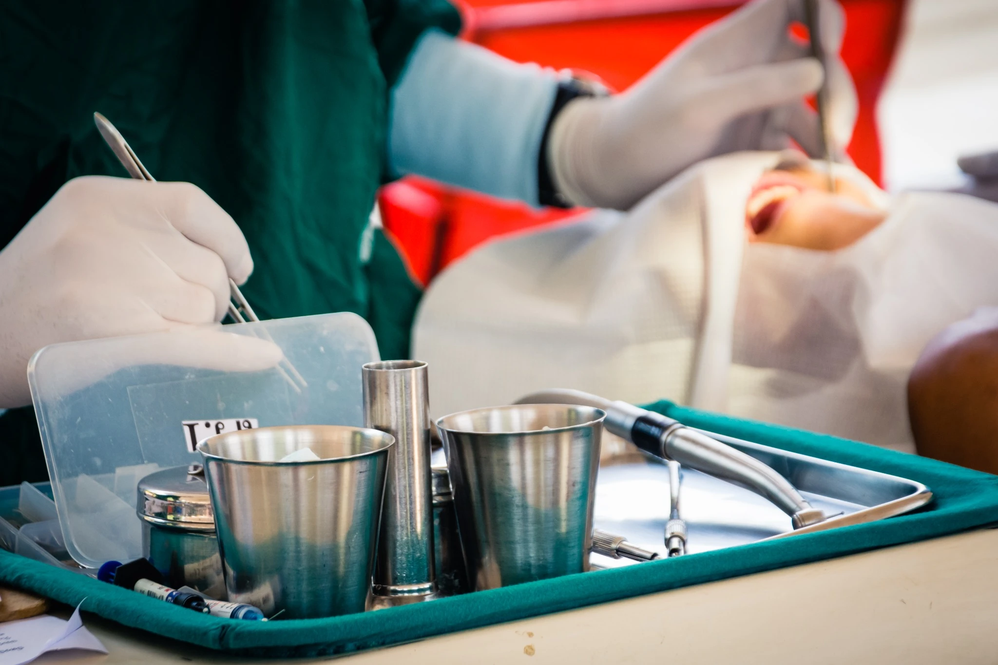 Dental tools prepared for emergency treatment
